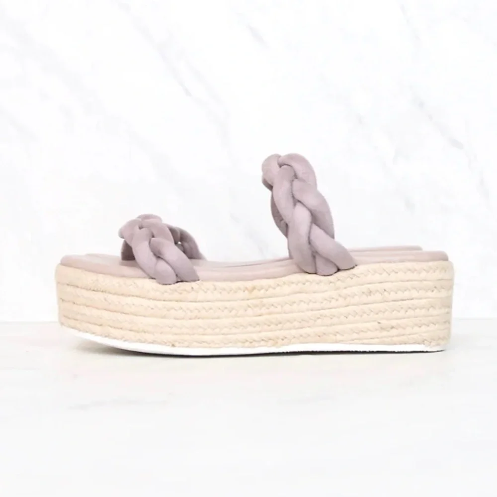 Sbicca Braided Gray/Lilac Espadrille Platform Sandal Size 7.5